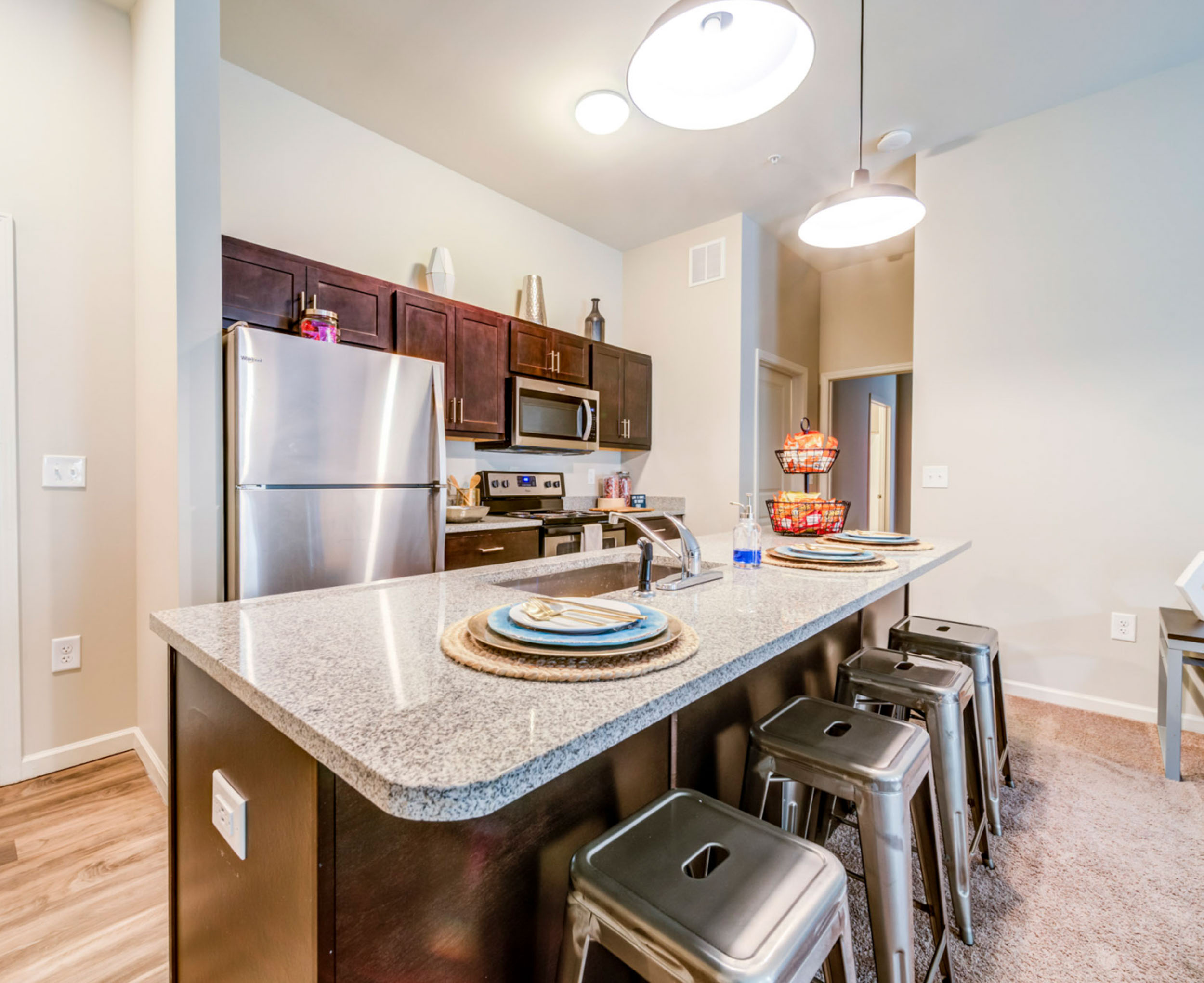 Apartment kitchen with center island